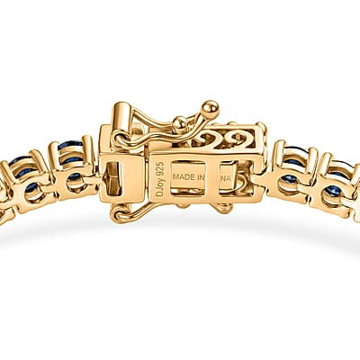 D'Joy Montana Sapphire 12.10 ctw Graduated Tennis Bracelet in 18K Vermeil Yellow Gold Over Sterling Silver (7.25 In)