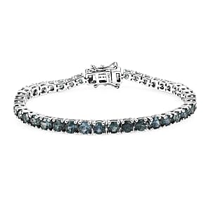 D'Joy Montana Sapphire 12.10 ctw Graduated Tennis Bracelet in Rhodium Over Sterling Silver (7.25 In) (Del. in 8-10 Days)