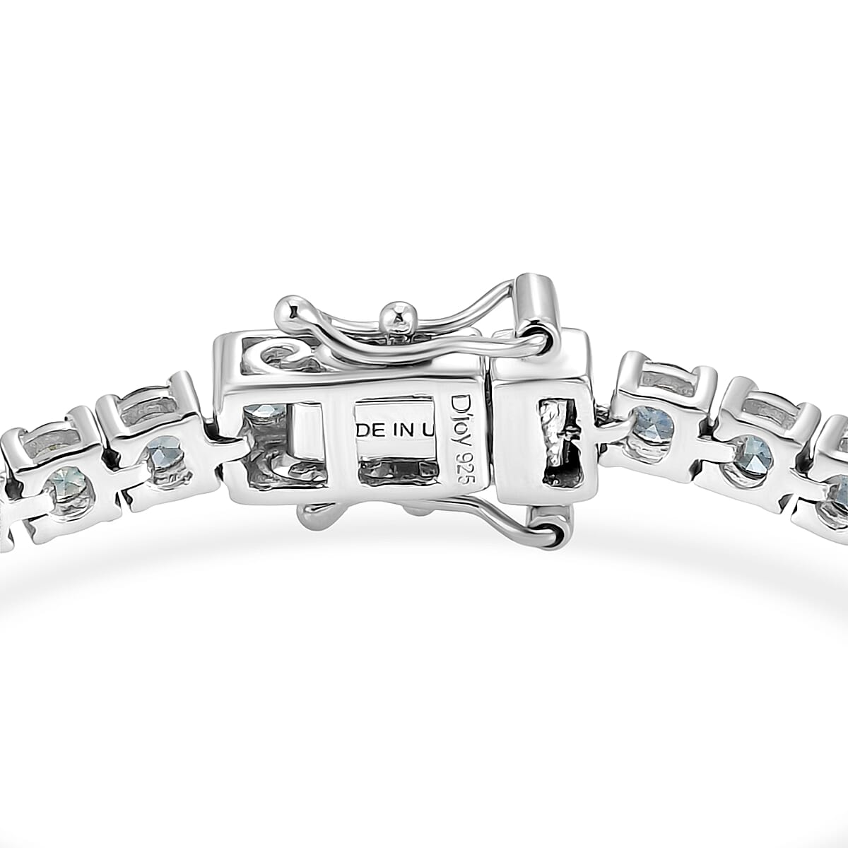 D'Joy Montana Sapphire 12.10 ctw Graduated Tennis Bracelet in Rhodium Over Sterling Silver (7.25 In) (Del. in 8-10 Days) image number 3