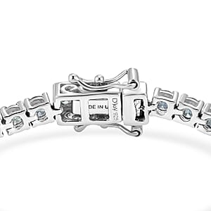 D'Joy Montana Sapphire 12.10 ctw Graduated Tennis Bracelet in Rhodium Over Sterling Silver (7.25 In) (Del. in 8-10 Days)