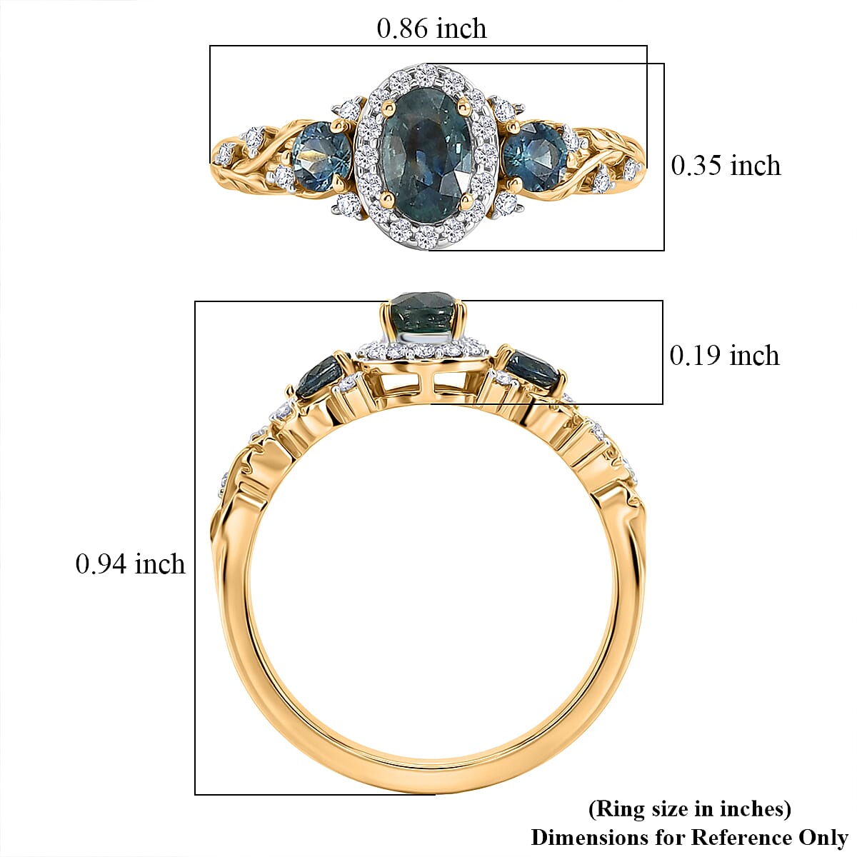 D'Joy Montana Sapphire and Moissanite 1.30 ctw Infinity Ring in 18K Vermeil Yellow Gold Over Sterling Silver (Size 6.0) image number 5