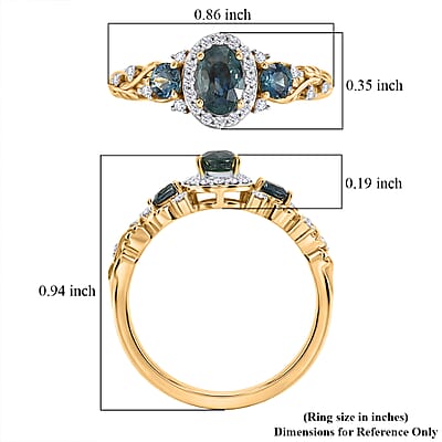 D'Joy Montana Sapphire and Moissanite 1.30 ctw Infinity Ring in 18K Vermeil Yellow Gold Over Sterling Silver (Size 6.0)