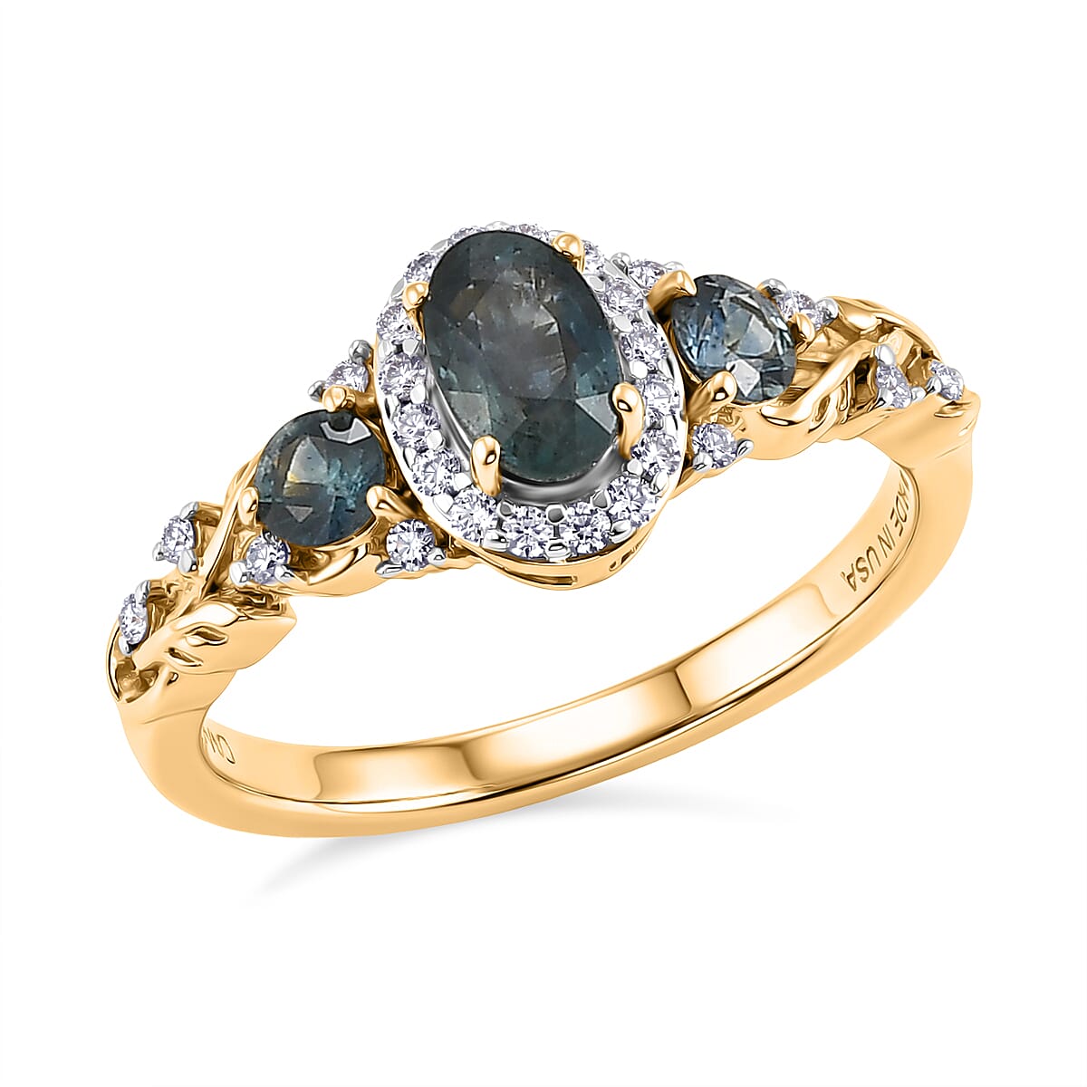 D'Joy Montana Sapphire and Moissanite 1.30 ctw Infinity Ring in 18K Vermeil Yellow Gold Over Sterling Silver (Size 8.0)