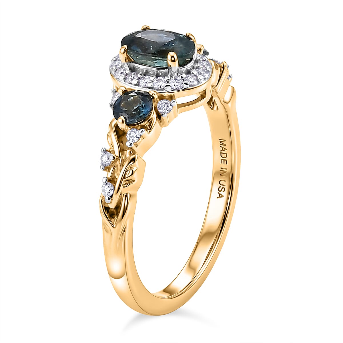 D'Joy Montana Sapphire and Moissanite 1.30 ctw Infinity Ring in 18K Vermeil Yellow Gold Over Sterling Silver (Size 8.0)