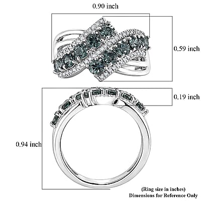 D'Joy Montana Sapphire and White Zircon 2.50 ctw Midnight Tide Ring in Rhodium Over Sterling Silver (Size 6.0)