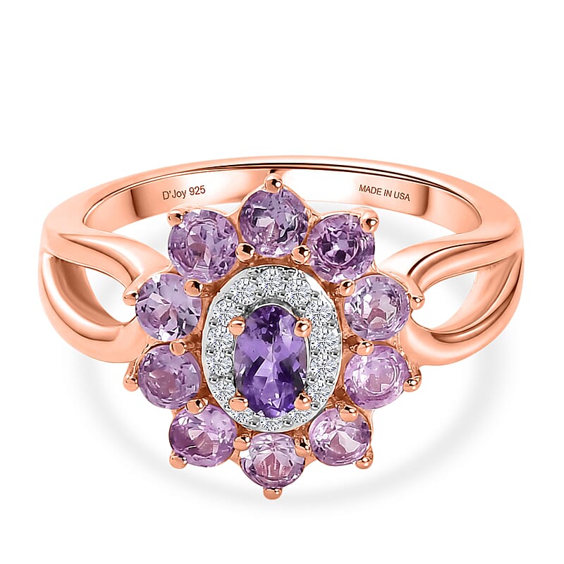 D'Joy Narsipatnam Purple Spinel and Moissanite 1.50 ctw Violet Aura Ring in 18K Vermeil Rose Gold Over Sterling Silver (Size 10.0)