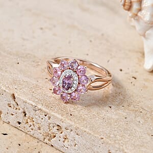 D'Joy Narsipatnam Purple Spinel and Moissanite 1.50 ctw Violet Aura Ring in 18K Vermeil Rose Gold Over Sterling Silver (Size 10.0)