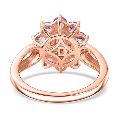 D'Joy Narsipatnam Purple Spinel and Moissanite 1.50 ctw Violet Aura Ring in 18K Vermeil Rose Gold Over Sterling Silver (Size 10.0)