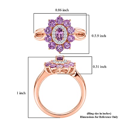 D'Joy Narsipatnam Purple Spinel and Moissanite 1.50 ctw Violet Aura Ring in 18K Vermeil Rose Gold Over Sterling Silver (Size 10.0)
