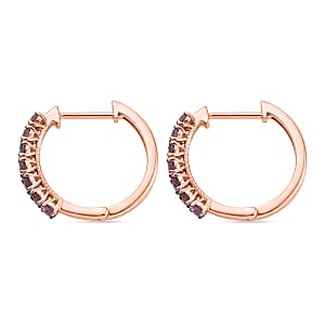 D'Joy Narsipatnam Purple Spinel 1.10 ctw Classic Inside-out Hoop Earrings in 18K Vermeil Rose Gold Over Sterling Silver