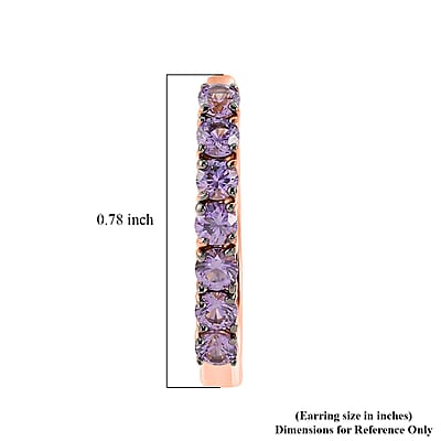 D'Joy Narsipatnam Purple Spinel 1.10 ctw Classic Inside-out Hoop Earrings in 18K Vermeil Rose Gold Over Sterling Silver