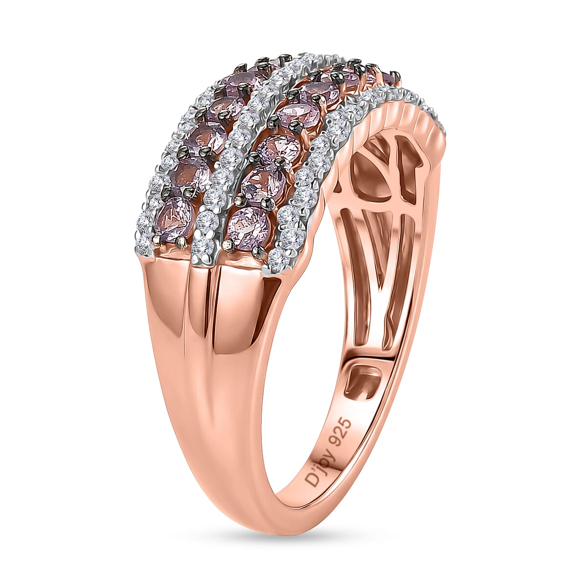 D'Joy Narsipatnam Purple Spinel, Moissanite Ring in 18K Vermeil RG Over Sterling Silver (Size 10.0) 1.20 ctw image number 3