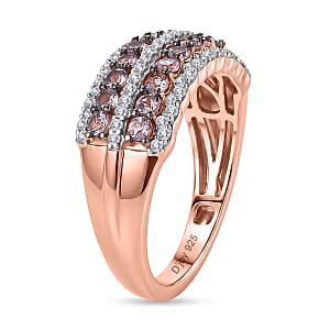 D'Joy Narsipatnam Purple Spinel and Moissanite 1.20 ctw Majestic Flow Ring in 18K Vermeil Rose Gold Over Sterling Silver (Size 10.0)