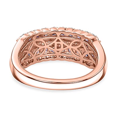 D'Joy Narsipatnam Purple Spinel and Moissanite 1.20 ctw Majestic Flow Ring in 18K Vermeil Rose Gold Over Sterling Silver (Size 6.0)