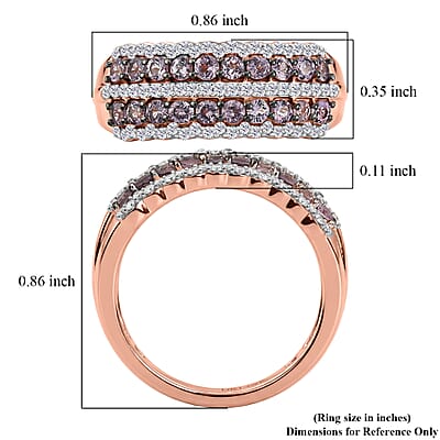 D'Joy Narsipatnam Purple Spinel and Moissanite 1.20 ctw Majestic Flow Ring in 18K Vermeil Rose Gold Over Sterling Silver (Size 6.0)