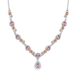 D'Joy Narsipatnam Purple Spinel and Moissanite 1.50 ctw Violet Garland Necklace in 18K Vermeil Rose Gold and Rhodium Over Sterling Silver 18-20 Inches