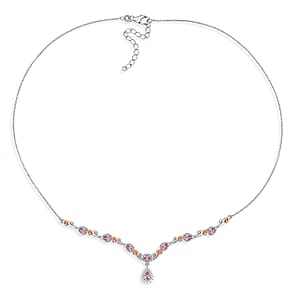 D'Joy Narsipatnam Purple Spinel and Moissanite 1.50 ctw Violet Garland Necklace in 18K Vermeil Rose Gold and Rhodium Over Sterling Silver 18-20 Inches