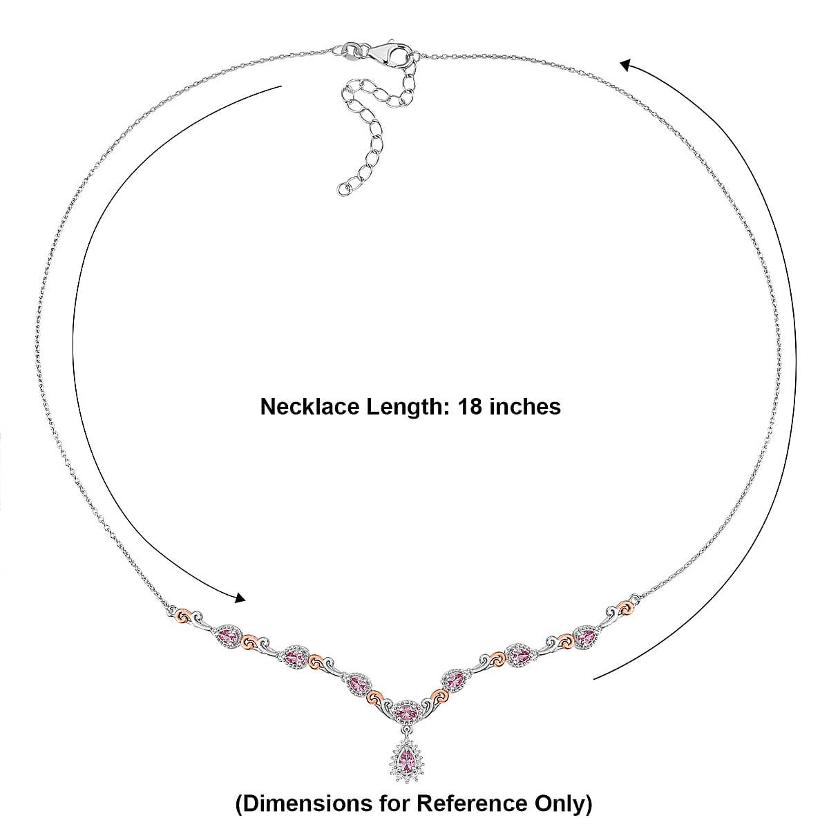 D'Joy Narsipatnam Purple Spinel and Moissanite 1.50 ctw Violet Garland Necklace in 18K Vermeil Rose Gold and Rhodium Over Sterling Silver 18-20 Inches image number 5