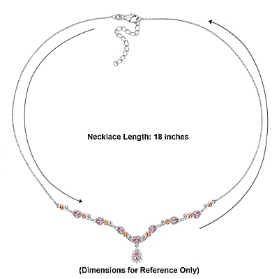 D'Joy Narsipatnam Purple Spinel and Moissanite 1.50 ctw Violet Garland Necklace in 18K Vermeil Rose Gold and Rhodium Over Sterling Silver 18-20 Inches