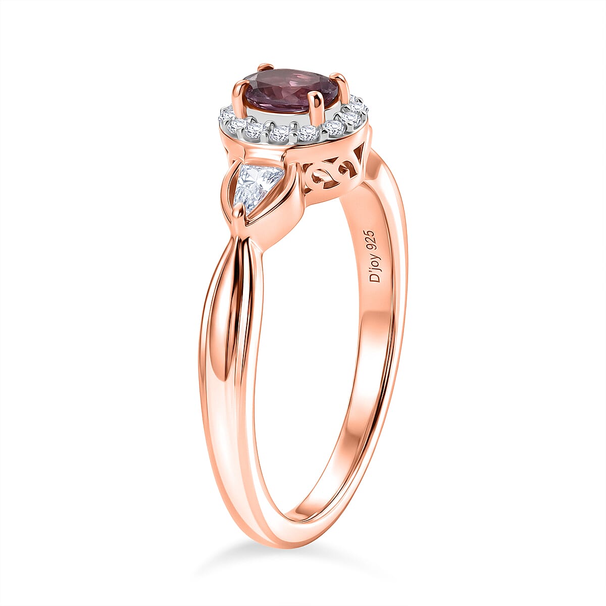 D'Joy Narsipatnam Purple Spinel and Moissanite 0.60 ctw Violet Sparkle Ring in 18K Vermeil Rose Gold Over Sterling Silver (Size 5.0)
