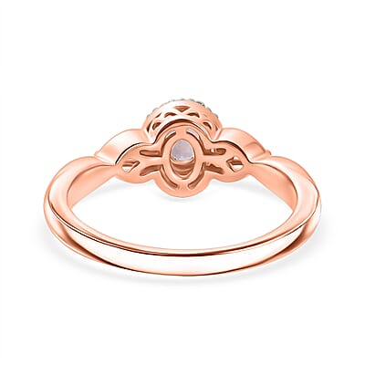 D'Joy Narsipatnam Purple Spinel and Moissanite 0.60 ctw Violet Sparkle Ring in 18K Vermeil Rose Gold Over Sterling Silver (Size 5.0)