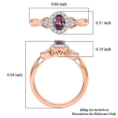 D'Joy Narsipatnam Purple Spinel and Moissanite 0.60 ctw Violet Sparkle Ring in 18K Vermeil Rose Gold Over Sterling Silver (Size 5.0)