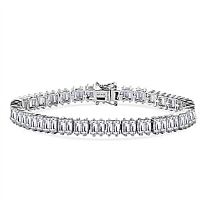 D'Joy Moissanite 14.30 ctw Men's Bracelet in Rhodium Over Sterling Silver (7.50 In)