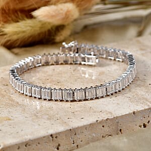 D'Joy Moissanite 14.30 ctw Men's Bracelet in Rhodium Over Sterling Silver (7.50 In)