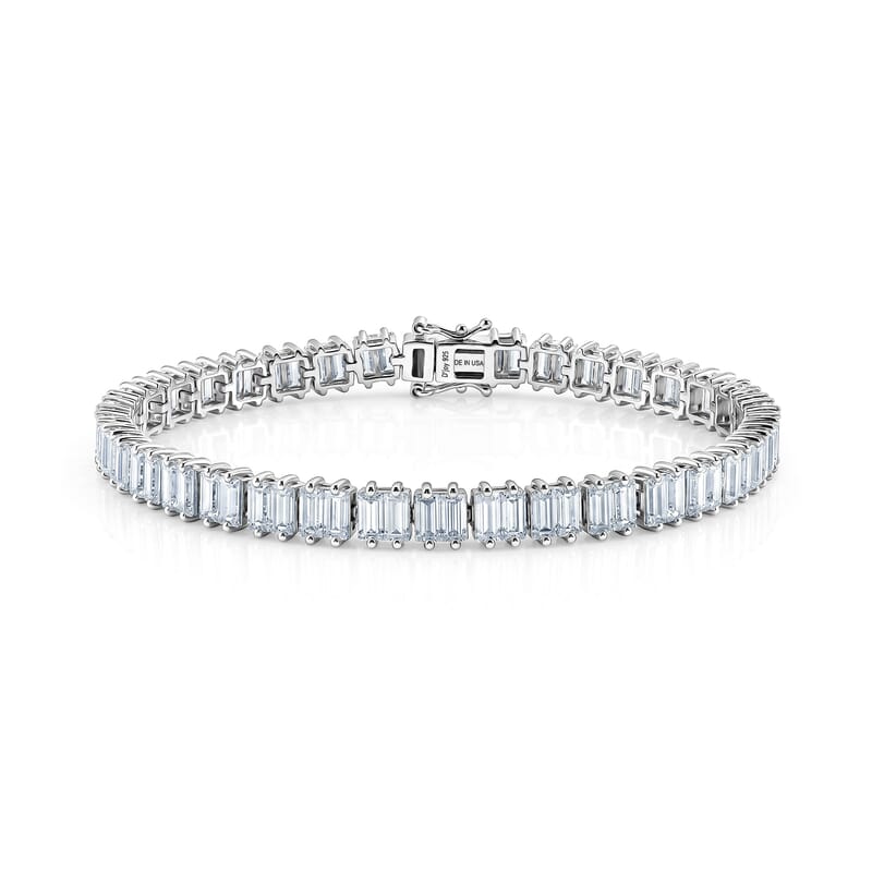 D'Joy Moissanite 16.25 ctw Men's Bracelet in Rhodium Over Sterling Silver (8.00 In)