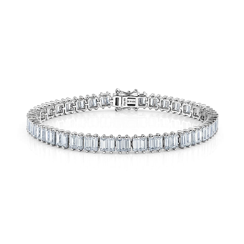 D'Joy Moissanite 16.25 ctw Men's Bracelet in Rhodium Over Sterling Silver (8.00 In)