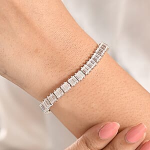 D'Joy Moissanite 16.25 ctw Men's Bracelet in Rhodium Over Sterling Silver (8.00 In)
