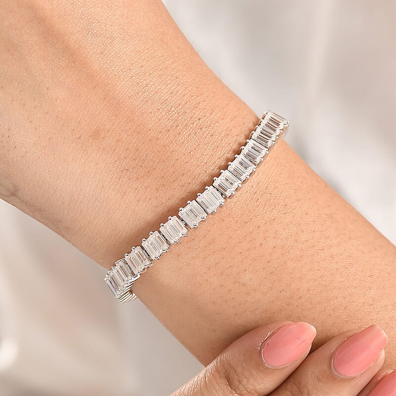 D'Joy Moissanite 16.25 ctw Men's Bracelet in Rhodium Over Sterling Silver (8.00 In)