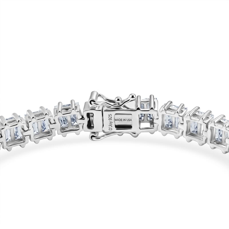 D'Joy Moissanite 16.25 ctw Men's Bracelet in Rhodium Over Sterling Silver (8.00 In)