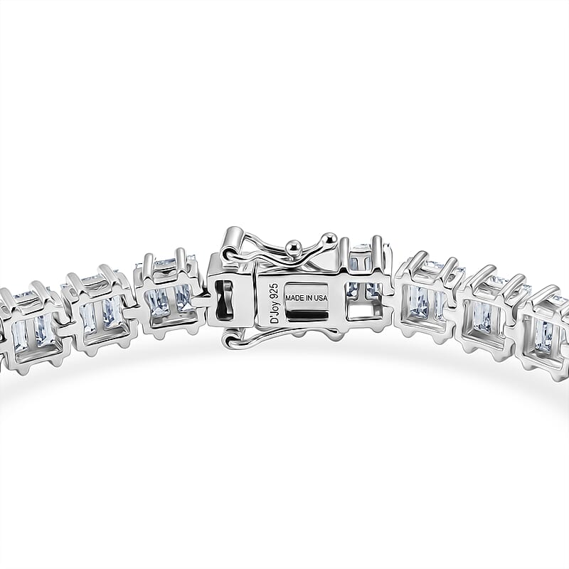 D'Joy Moissanite 16.25 ctw Men's Bracelet in Rhodium Over Sterling Silver (8.00 In)