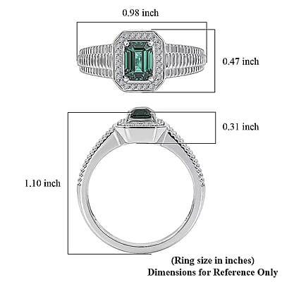 Luxoro Premium Pirineu Lagoon Tourmaline and Diamond I2 1.15 ctw Men's Ring in 10K White Gold (Size 10.0) 5.60 Grams