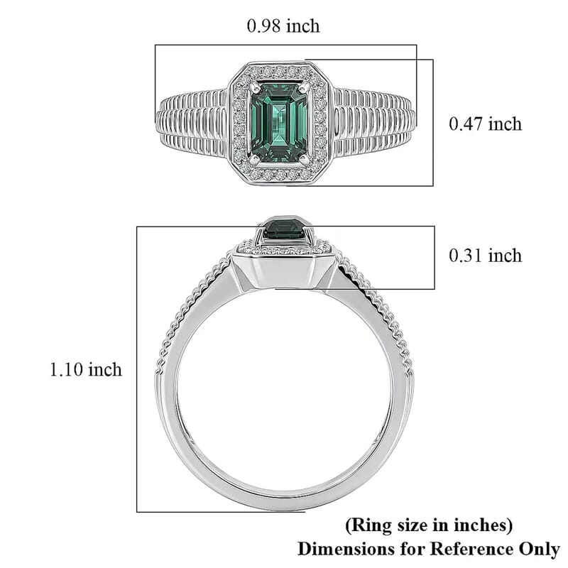 Luxoro Premium Pirineu Lagoon Tourmaline and Diamond I2 1.15 ctw Men's Ring in 10K White Gold (Size 10.0) 5.60 Grams