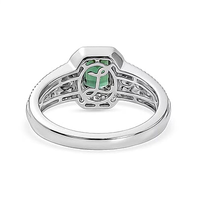 Luxoro Premium Pirineu Lagoon Tourmaline and Diamond I2 1.15 ctw Men's Ring in 10K White Gold (Size 10.0) 5.60 Grams