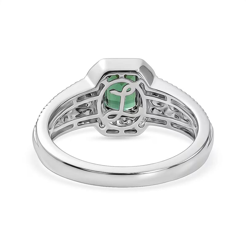 Luxoro Premium Pirineu Lagoon Tourmaline and Diamond I2 1.15 ctw Men's Ring in 10K White Gold (Size 10.0) 5.60 Grams