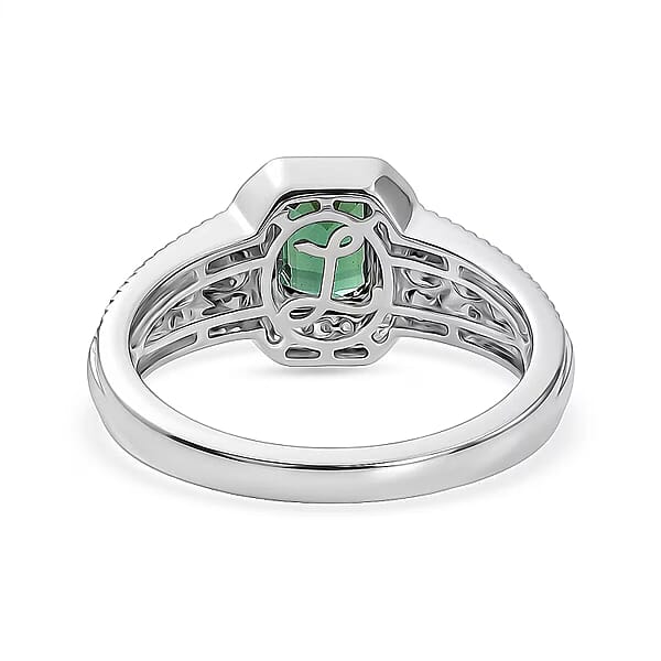 Luxoro Premium Pirineu Lagoon Tourmaline and Diamond I2 1.15 ctw Men's Ring in 10K White Gold (Size 11.0) 5.60 Grams
