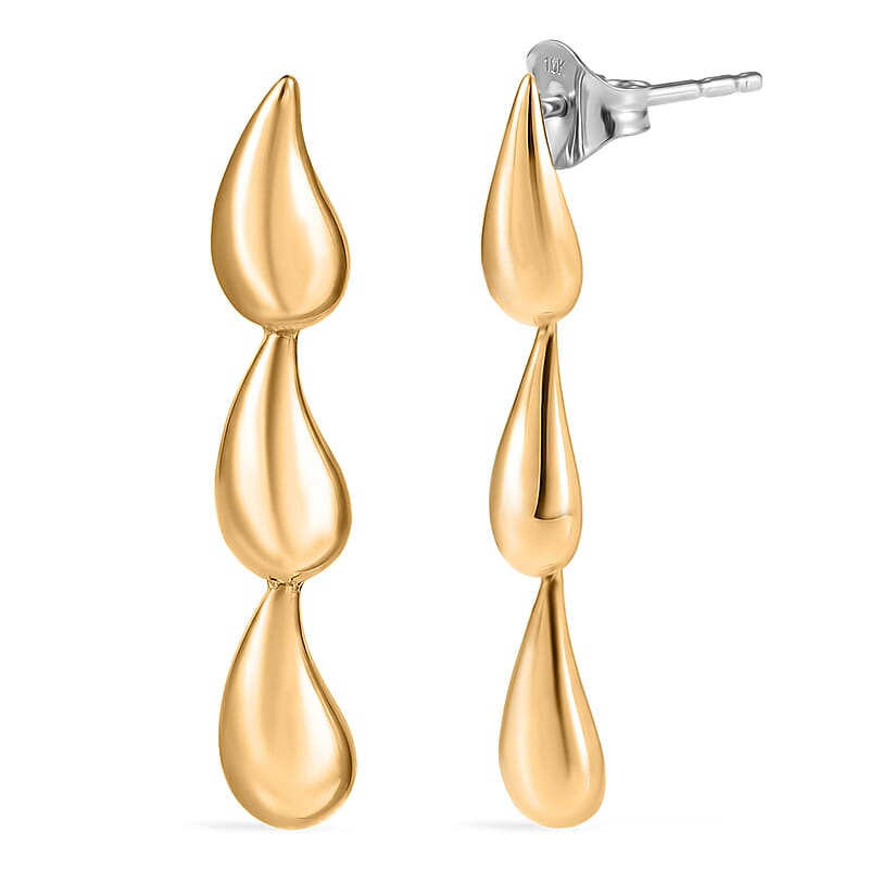Luxoro Raindrop Earrings in 10K Green Gold with White Gold Push Post 3.50 Grams