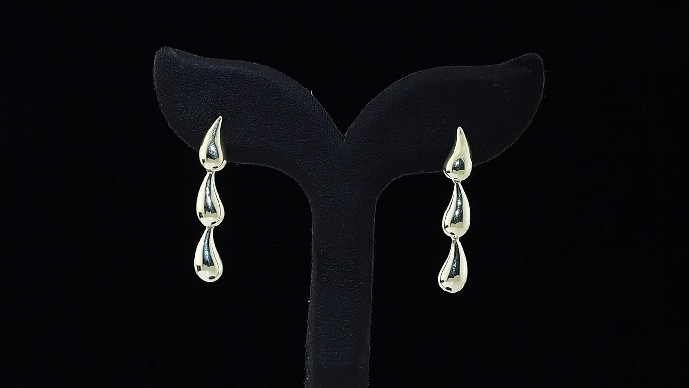 Luxoro 10K Green Gold Raindrop Earrings with White Gold Push Post (3.0 g)