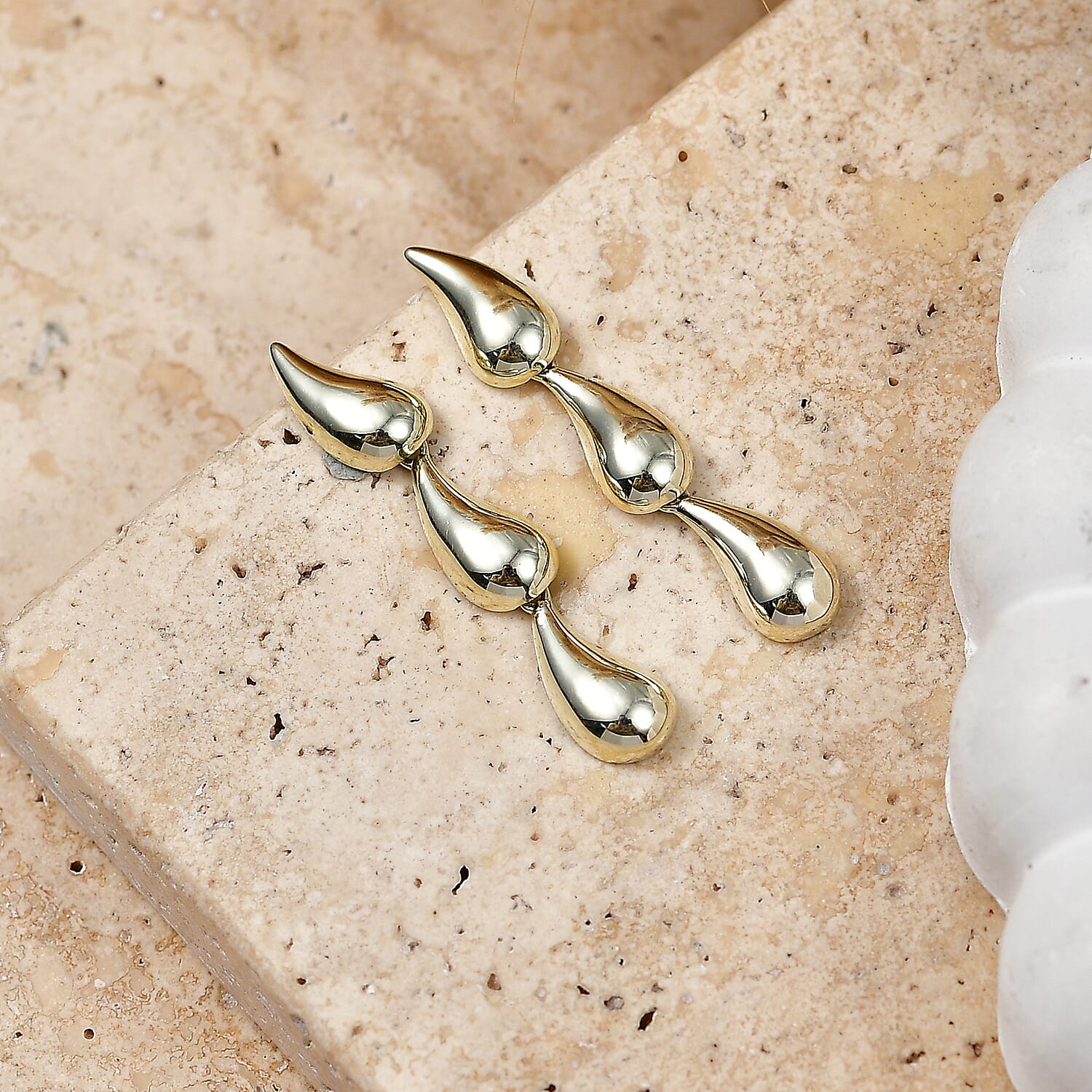Luxoro 10K Green Gold Raindrop Earrings with White Gold Push Post (3.0 g)