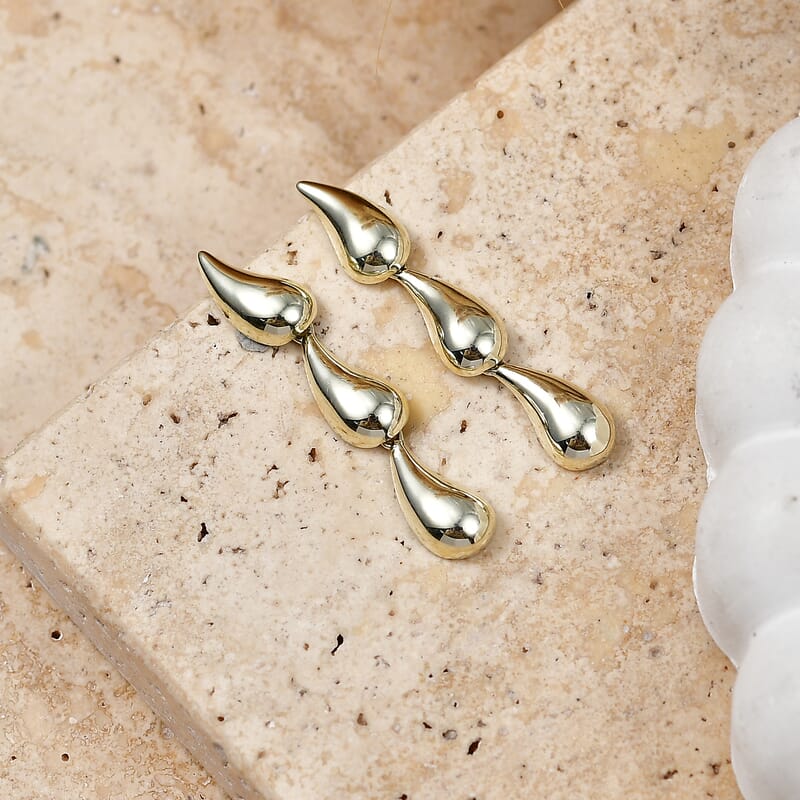 Luxoro Raindrop Earrings in 10K Green Gold with White Gold Push Post 3.50 Grams