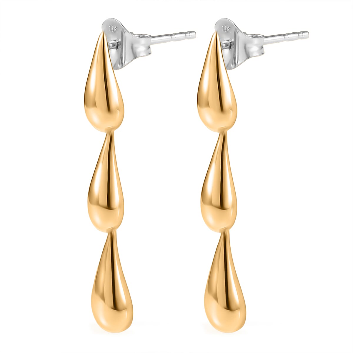 Luxoro 10K Green Gold Raindrop Earrings with White Gold Push Post (3.0 g)