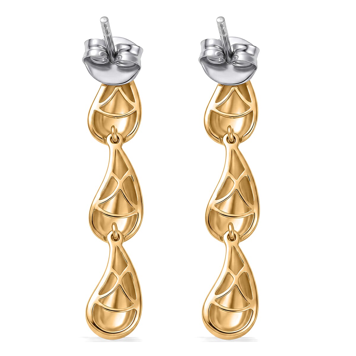Luxoro 10K Green Gold Raindrop Earrings with White Gold Push Post (3.0 g)