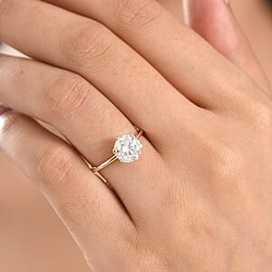 Certified Moissanite D-E VVS1-VVS2 2.00 ctw Timeless Sparkle Ring in 10K Yellow Gold (Size  10.5)