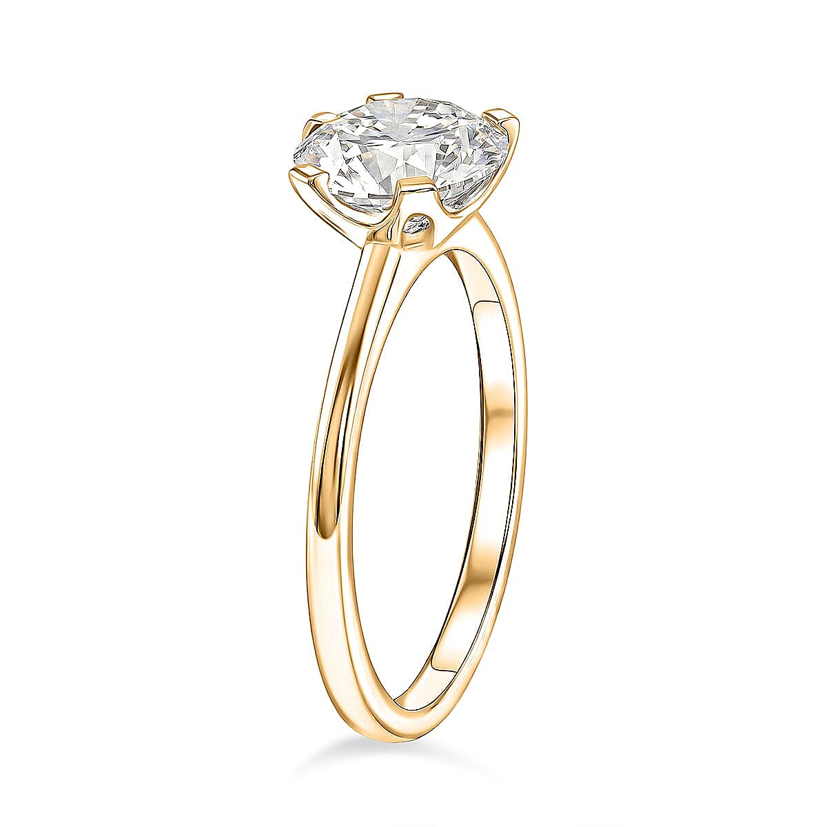 Certified Moissanite D-E VVS1-VVS2 2.00 ctw Timeless Sparkle Ring in 10K Yellow Gold (Size  10.5) image number 3