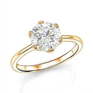 Certified Moissanite D-E VVS1-VVS2 2.00 ctw Timeless Sparkle Ring in 10K Yellow Gold (Size  11.0)