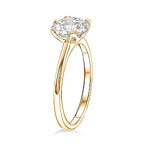 Certified Moissanite D-E VVS1-VVS2 2.00 ctw Timeless Sparkle Ring in 10K Yellow Gold (Size  11.0)