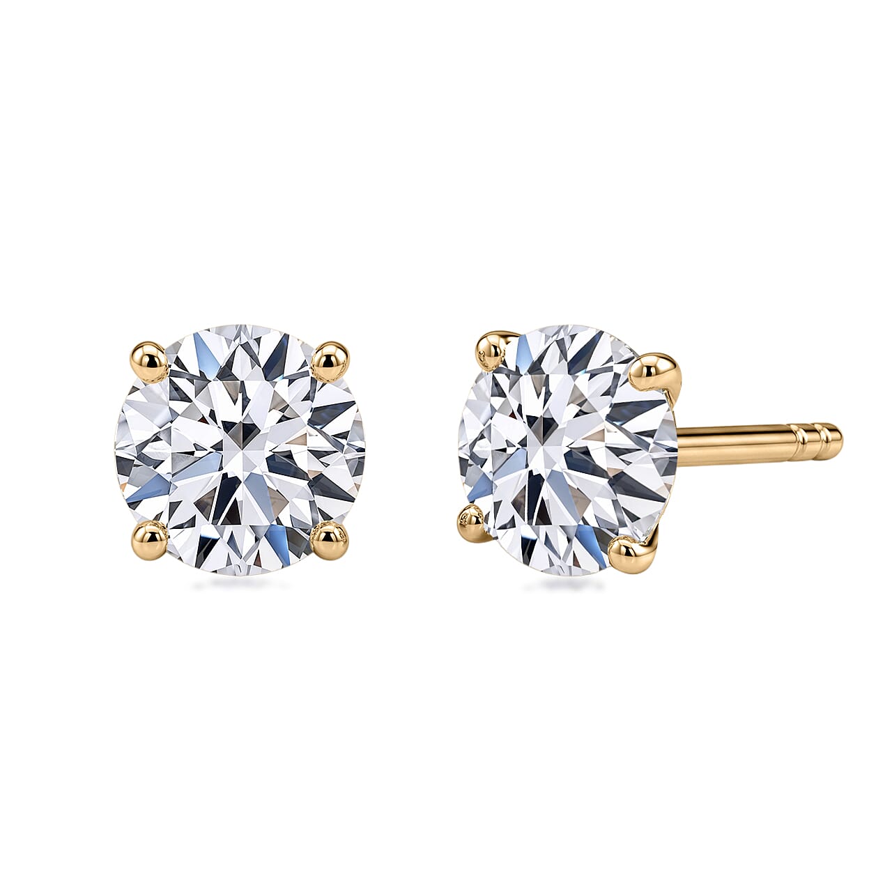 SGL Certified Luxuriant Lab Grown Diamond G-H SI 2.00 ctw Stud Earrings in 10K Yellow Gold